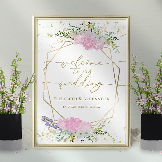 Affiche de bienvenue de mariage du printemps Fleur