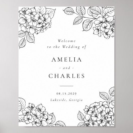 Affiche de bienvenue de mariage élégante aux horte (Devant)