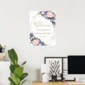 Affiche de bienvenue de Mariage floral de lavande  (Bureau à domicile)