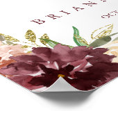 Affiche de bienvenue de Mariage Floral Rustic Gold (Coin)