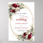 Affiche de bienvenue de mariage floral rustique él (Devant)