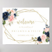 Affiche de bienvenue de Mariage géométrique Floral (Devant)