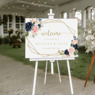 Affiche de bienvenue de Mariage géométrique Floral