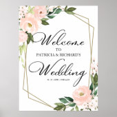 Affiche de bienvenue de Mariage géométrique rose f (Devant)