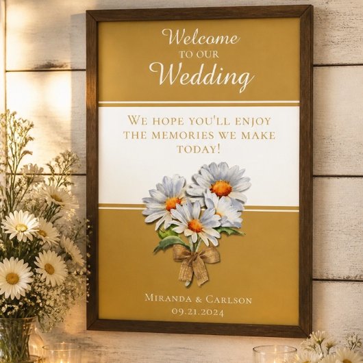 Affiche de bienvenue de mariage Happy Daisy