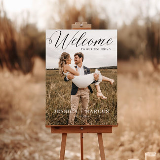Affiche de bienvenue de mariage minimaliste avec p