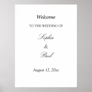 Affiche de bienvenue de mariage minimaliste élégan