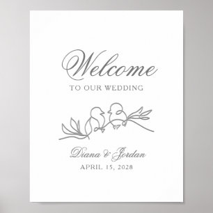 Affiche de bienvenue de mariage minimaliste modern
