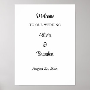 Affiche de bienvenue de mariage minimaliste simple