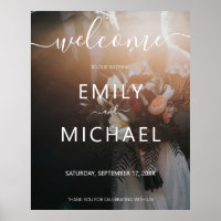 Affiche de bienvenue de mariage moderne avec photo