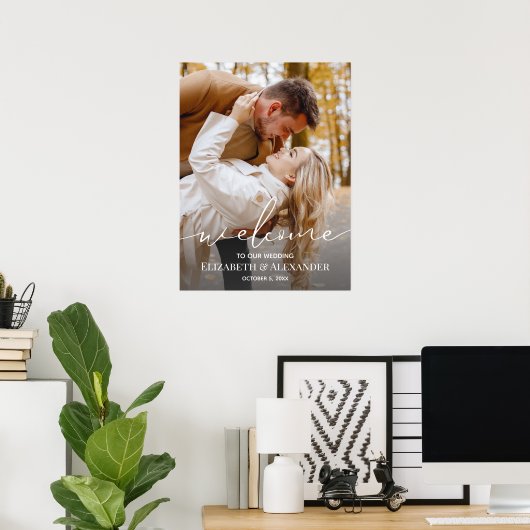 Affiche de bienvenue de mariage photo élégante (Bureau à domicile)