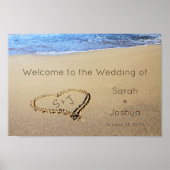 Affiche de bienvenue de mariage plage Initiales de (Devant)