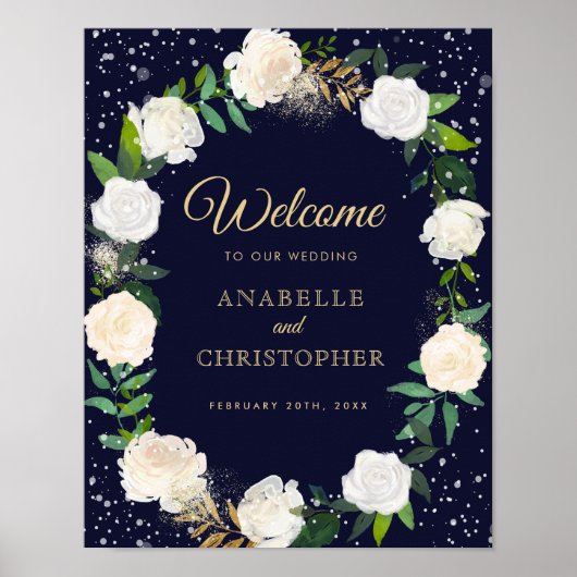 Affiche de bienvenue de mariage romantique d'hiver (Devant)