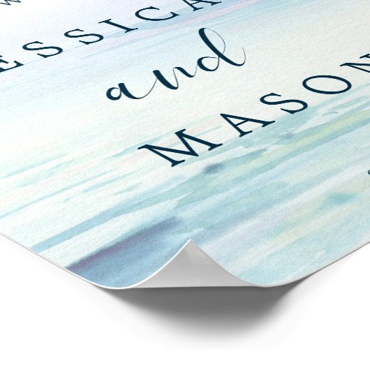 Affiche de bienvenue de mariage sur la plage (Coin)