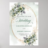 Affiche de bienvenue de mariage verdure Boho rusti (Devant)