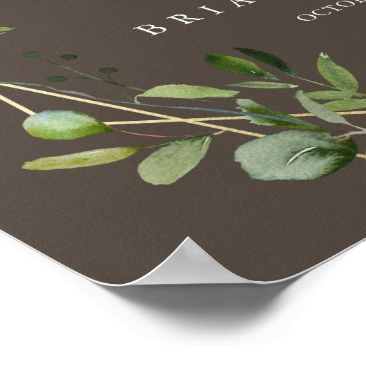 Affiche de bienvenue de Mariage vert Brown d'or gé (Coin)