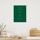 Affiche de bienvenue de mariage vert chasseresse b (Cuisine)