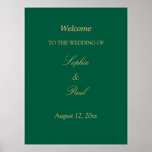 Affiche de bienvenue de mariage vert chasseresse b (Devant)