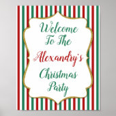 Affiche de bienvenue de Noël Vert Rouge Or (Devant)