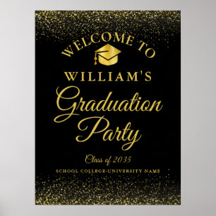 Affiche de bienvenue de Parties scintillant noire 
