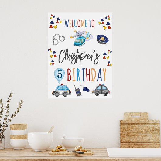 Affiche de bienvenue de police fête d'anniversaire (Cuisine)