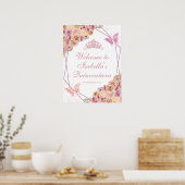 Affiche de bienvenue de Quinceanera florale rose p (Cuisine)