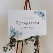 Affiche de bienvenue de réception de mariage bleu
