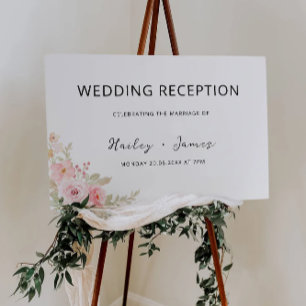Affiche de bienvenue de réception de mariage rose