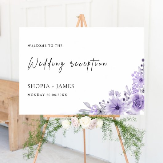 Affiche de bienvenue de réception de mariage viole