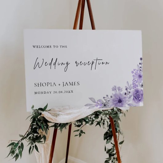 Affiche de bienvenue de réception de mariage viole