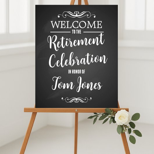 Affiche de bienvenue de retraite de tableau noir P