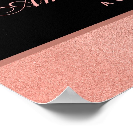 Affiche de bienvenue de script mariage Rose or noi (Coin)