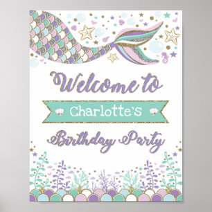 Affiche de bienvenue de sirène Anniversaire Décor 