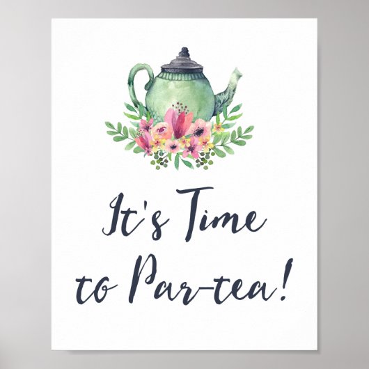 Affiche de bienvenue de Tea Party aquarelle (Devant)