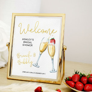 Affiche de bienvenue de verres de champagne Brunch