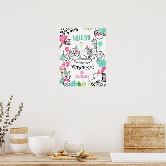 Affiche de bienvenue des animaux de fête (Cuisine)