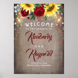 Affiche de bienvenue des tournesols et des roses r