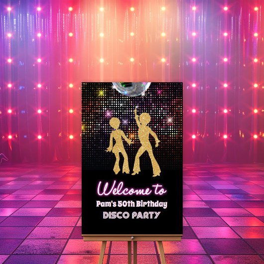 Affiche de bienvenue Disco les années 70 Party