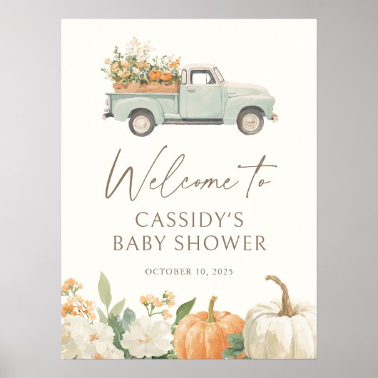 Affiche de bienvenue du Baby shower d'automne du p (Devant)