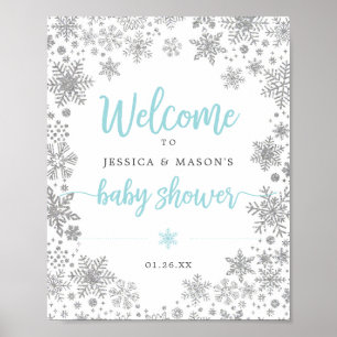Affiche de bienvenue du Baby shower de flocon de n