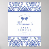 Affiche de bienvenue du Baby shower de ruban chic  (Devant)