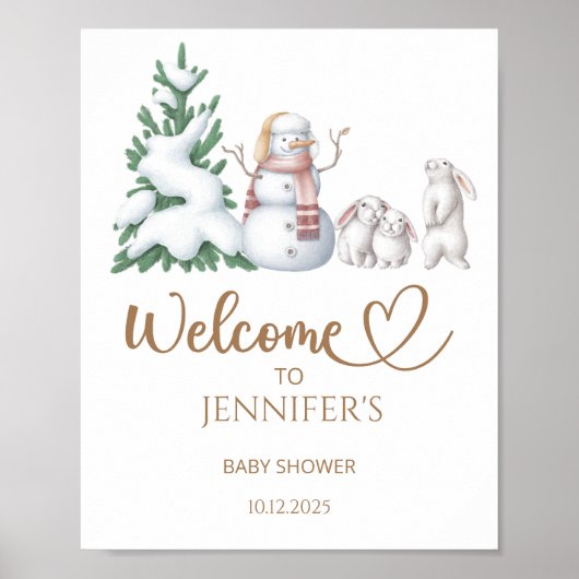 Affiche de bienvenue du baby shower d'hiver (Devant)