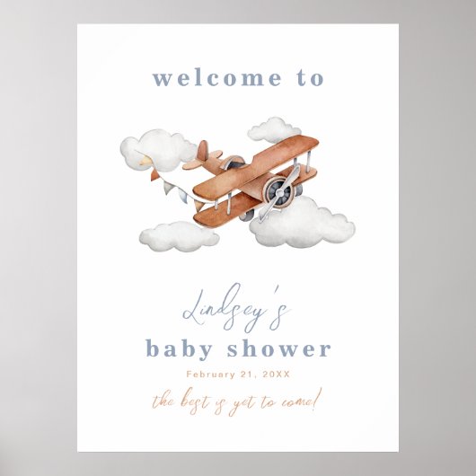Affiche de bienvenue du Baby shower du plan d'aqua (Devant)