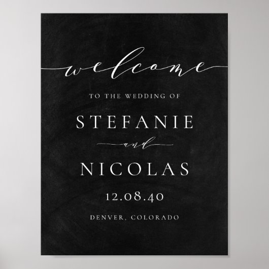 Affiche de bienvenue du Mariage de script de table (Devant)