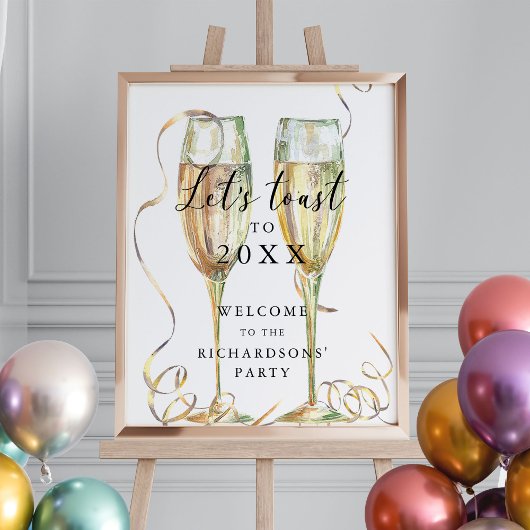 Affiche de bienvenue du Nouvel An Champagne