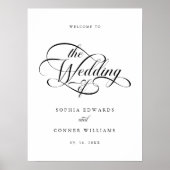 Affiche de bienvenue élégante du Mariage de script (Devant)