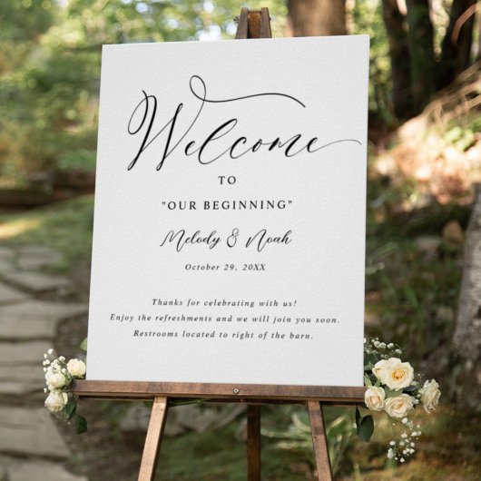 Affiche de bienvenue élégante du Mariage de script