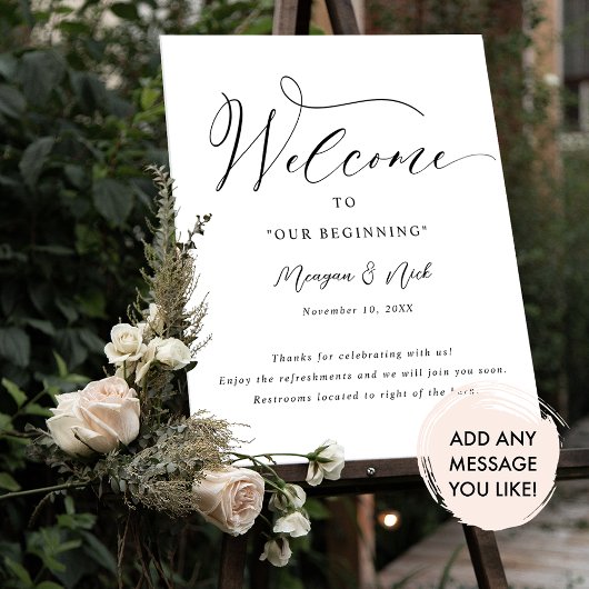 Affiche de bienvenue élégante du Mariage de script