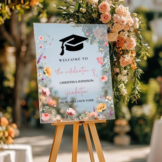 Affiche de bienvenue élégante Fleur sauvage Garden