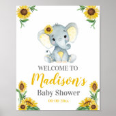 Affiche de bienvenue Eléphant Jaune, Douche Fille (Devant)